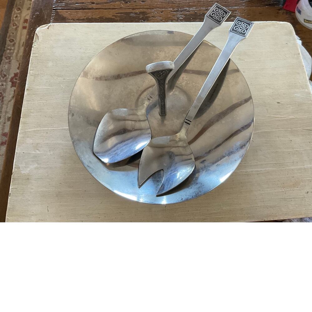 Vintage 1969 Cordova Stainless Steel Set – Bowl + Serving Fork & Spoon